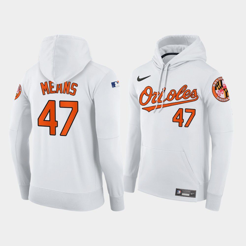 Men Baltimore Orioles #47 Means white home hoodie 2021 MLB Nike Jerseys